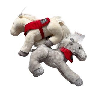 Wells Fargo Pony SHAMROCK Legendary Horse 14” Plush 2013 and SNOWFLAKE 2011